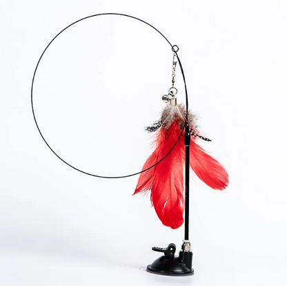 Suction Cup Cat Wand Rod Toy – Interactive Feather Teaser