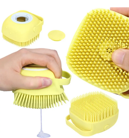 Dog Bath Massage Brush with Shampoo Dispenser