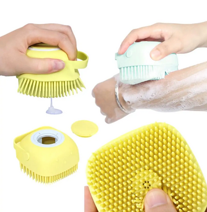 Dog Bath Massage Brush with Shampoo Dispenser