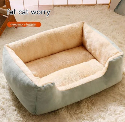 Warm and Cozy Plush Cat Bed with Non-Slip Base