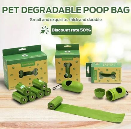 Biodegradable Dog Waste Bags with Dispenser – Lavender Scented, Leak-Proof, 16 Rolls (Green)