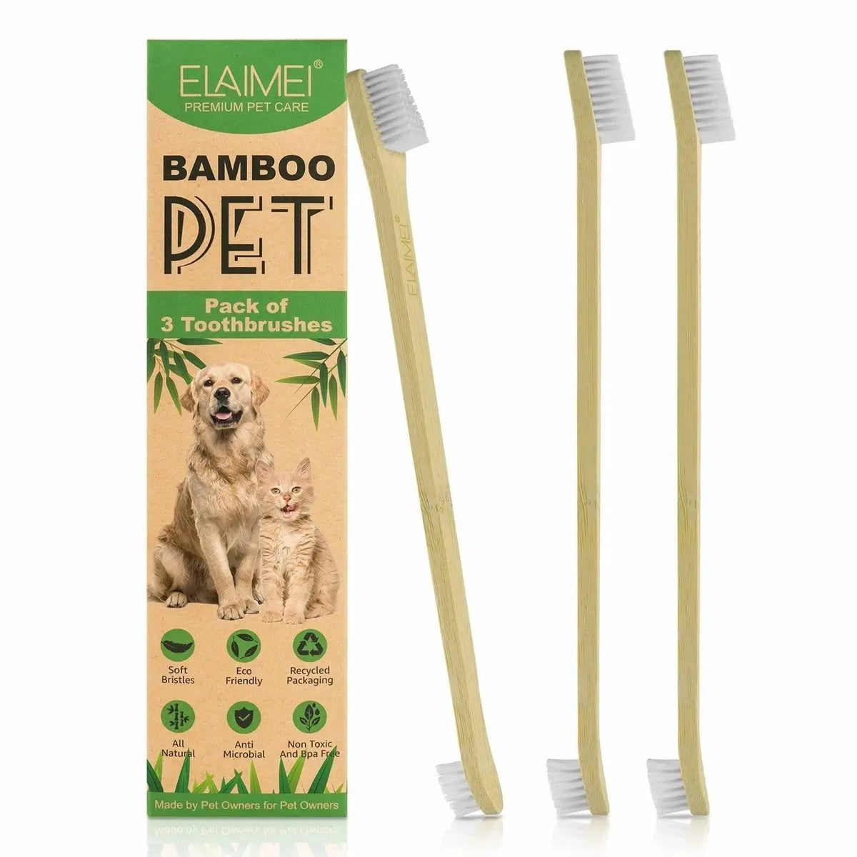 ELAIMEI Bamboo Pet Toothbrush Set-0