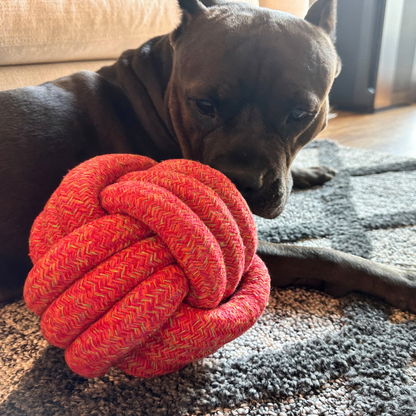 Sunshine Red Jumbo Hemp Rope Ball Dog Toy