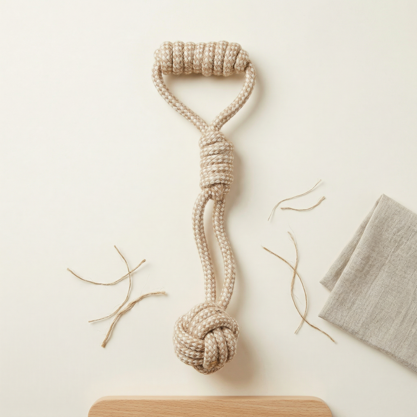 Forest Knot Hemp Rope Tug Toy with Handle