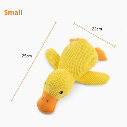 Dog sleeping with a dog hug duck toys to relieve boredom of little yellow duck pet interactive plush doll pet supplies-5