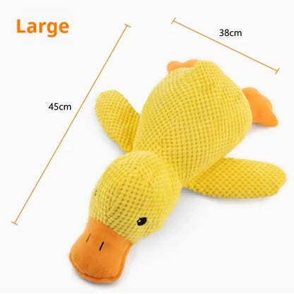 Dog sleeping with a dog hug duck toys to relieve boredom of little yellow duck pet interactive plush doll pet supplies-6
