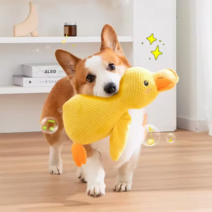 Dog sleeping with a dog hug duck toys to relieve boredom of little yellow duck pet interactive plush doll pet supplies-2