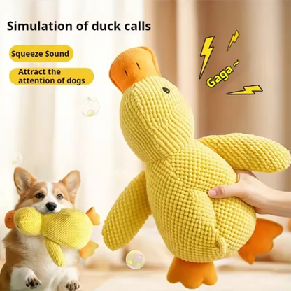 Dog sleeping with a dog hug duck toys to relieve boredom of little yellow duck pet interactive plush doll pet supplies-4