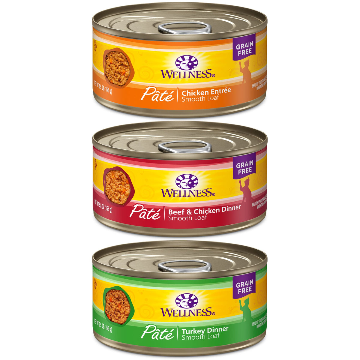 Wellness Natural Pet Food 8957 Complete Health Natural Canned Grain Free Wet Pate Cat Food Best Sellers Variety Pack 5.5-Ounce Can (Pack Of 30)