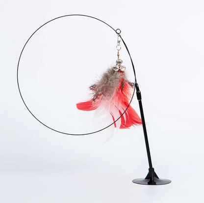Suction Cup Cat Wand Rod Toy – Interactive Feather Teaser